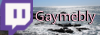 Twitch Logo. Gaymebly. Background of an ocean shore.